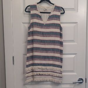 HOLDING HORSES Striped Mini Dress with Fringe